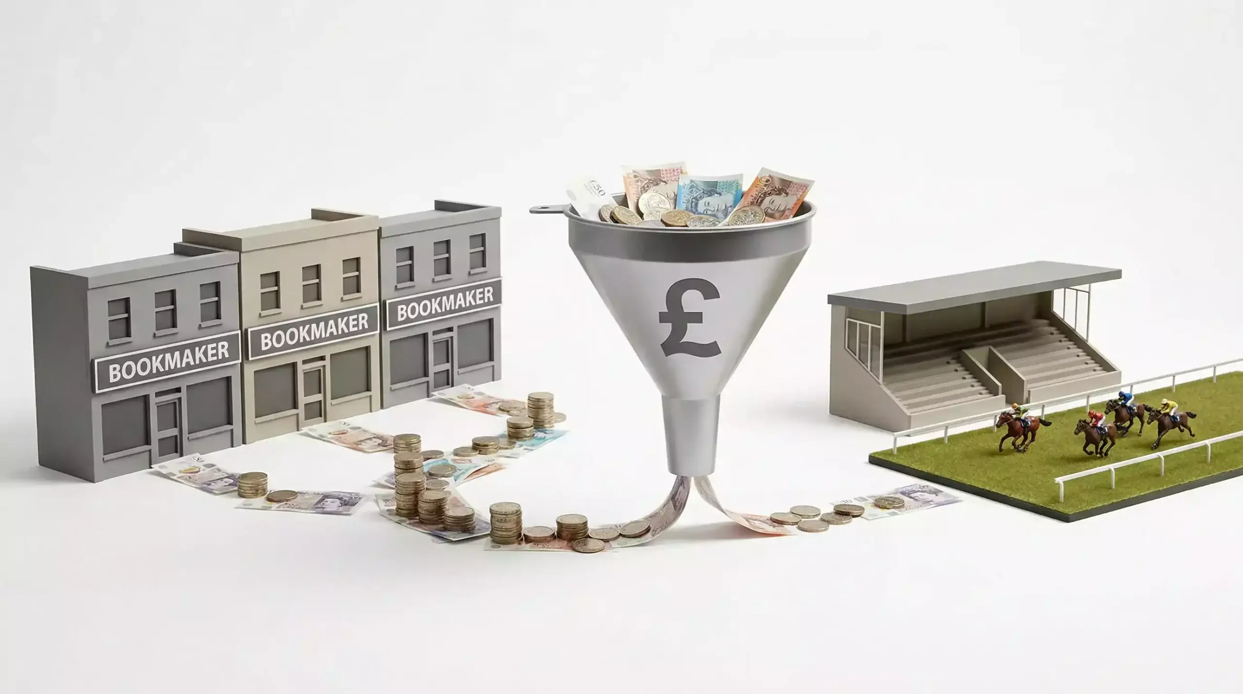 Flow diagram showing how the Horserace Betting Levy Board distributes funds to UK racing